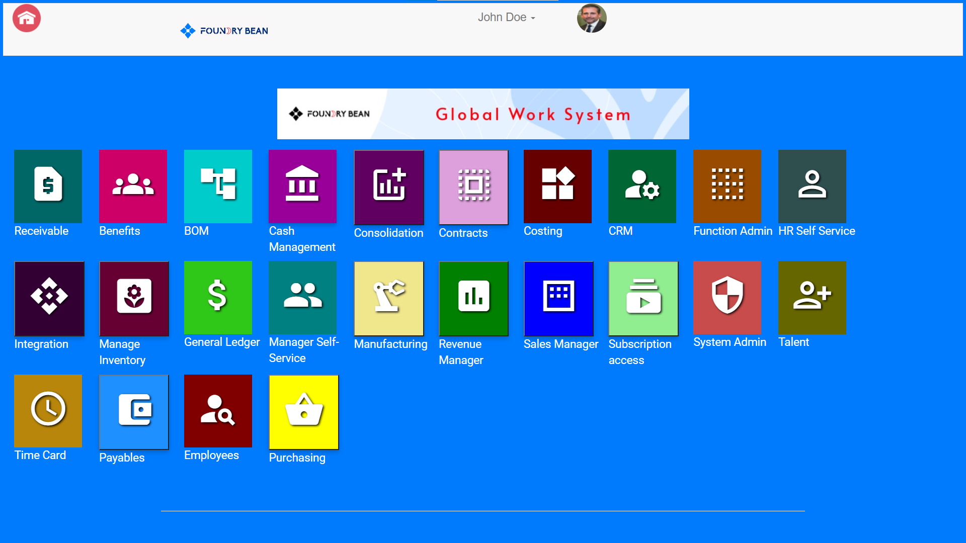 screenshot of Foundry Bean Global Work System